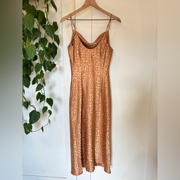Woven Cowl Midi Dress in Leopard - Picture 2 of 8